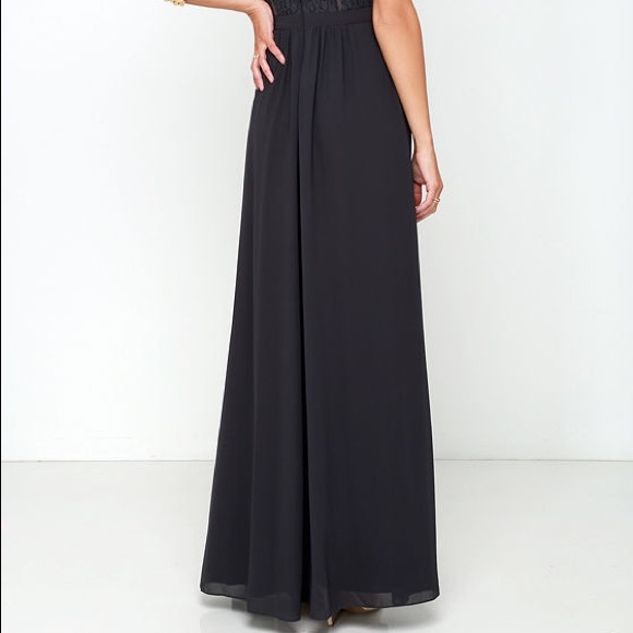 Lulu’s Optimum Opulence Dark Blue Grey Maxi - Picture 3 of 6